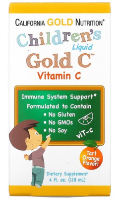 Витамин C в жидкой форме для детей USP со вкусом терпкого апельсина California Gold Nutrition, 118 мл - Фото 2