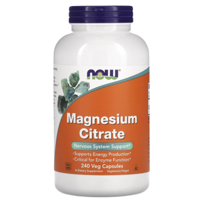 Магний Цитрат (Magnesium Citrate), Now Foods, 240 вегетарианских капсул