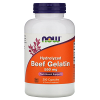 Гидролизованный говяжий желатин Нау Фудс (Hydrolyzed Beef Gelatin NOW Foods,) 550 мг, 200 капсул