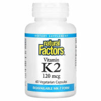 Витамин K2 Natural Factors, 100 мкг, 60 вегетарианских капсул