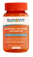 Комплекс с магнием + витамин B6 (Complex with magnesium + Vitamin B6), SUNOVIT, 60 капсул