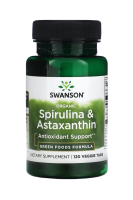 Органическая спирулина и астаксантин (Organic Spirulina & Astaxanthin), Swanson, 120 вегетарианских таблеток