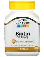 Биотин (Biotin) 21st Century, 5000 мкг, 110 капсул