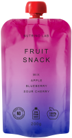 Пюре фруктовое: Яблоко, черника, вишня 200 гр  (6 шт. В упаковке) Nutrino Lab  Fruit puree Apple, blueberry, cherry 200 gr 6 шт.