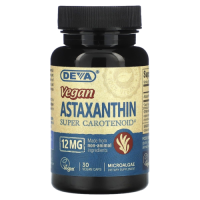 Веганский Астаксантин и супер Каротиноид (Vegan Astaxanthin Super Carotenoid) 12 мг, DEVA, 30 веганских капсул
