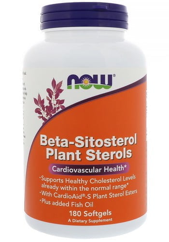 Комплекс растительных стеролов с бета-ситостеролом Нау Фудс (Beta Sitosterol Plant Sterols Now Foods), 180 мягких таблеток
