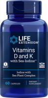 Витамины D и К с морским йодом (Vitamins D and K with Sea-Iodin) Life Extension, 60 капсул