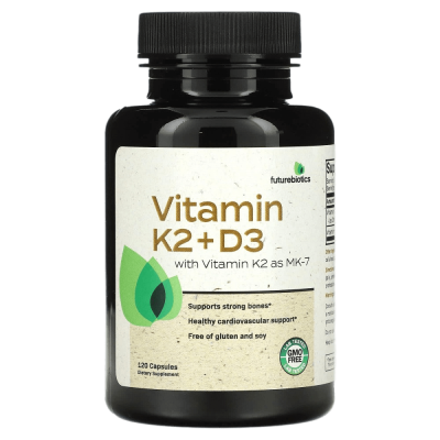 Витамины K2 + Д3 с витамином K2 в виде MK-7 (Vitamin K2+D3 wiht Vitamin K2 as MK-7) FutureBiotics, 120 капсул