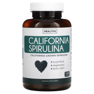 Калифорнийская спирулина (California Spirulina), Healths Harmony, 120 капсул