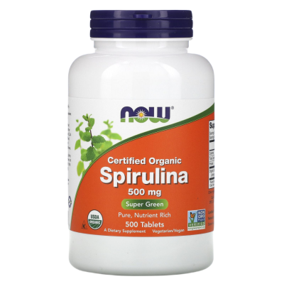 Спирулина Нау Фудс (Spirulina Now Food), 500 мг, 500 таблеток
