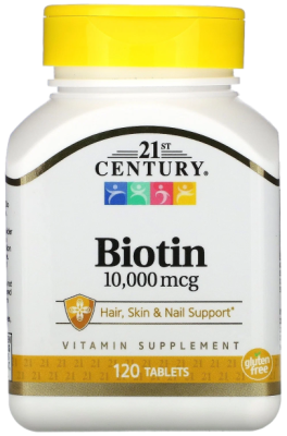 21st Century, Биотин, 10 000 мкг, 120 таблеток