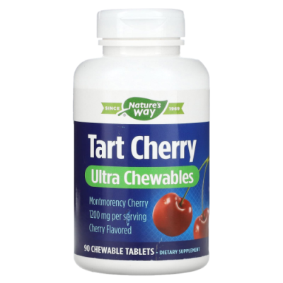 Терпкая вишня, Ультра (Tart Cherry, Ultra Chewable) 400 мг, Natures Way, 90 жевательных таблеток