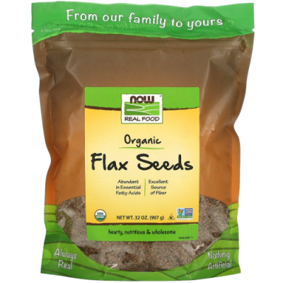Семена сертифицированного органического белого льна Нау Фудс (Organic Flax Seed NOW Foods), 907 грамм
