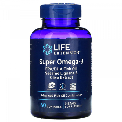 Омега-3 (Super Omega-3) Life Extension, 60 гелевых капсул