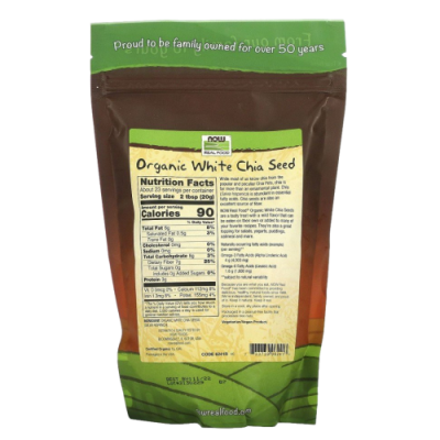 Органические белые семена чиа  Нау Фудс(Organic White Chia Seed NOW Foods), 454 грамма