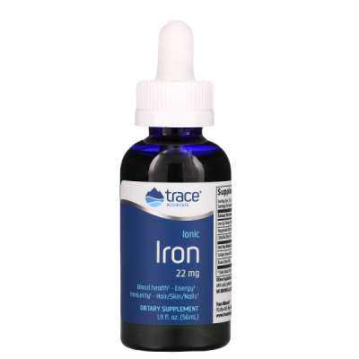 Ионизированное железо (Ionic Iron) 22 мг, Trace Minerals, 56 мл