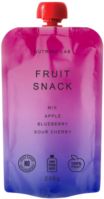 Пюре фруктовое: Яблоко, черника, вишня 200 гр  (6 шт. В упаковке) Nutrino Lab  Fruit puree Apple, blueberry, cherry 200 gr 6 шт.