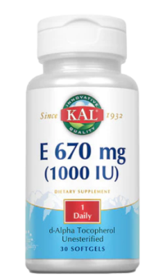 Витамин Е (Vitamin Е) 670 мг, KAL, 30 гелевых капсул