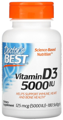 Vitamin D3/витамин D3 5 000 ME, Доктор’с Бест(Doctor’s Best) 180 капсул