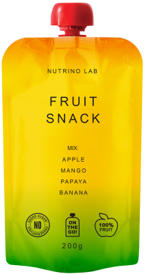 Пюре фруктовое: Яблоко, манго, папайя, банан 200 гр Nutrino Lab  (6 шт. В упаковке) Fruit puree: Apple, mango, papaya, banana 200 g 